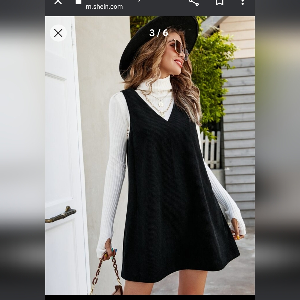 Shein, black corduroy dress, size small, new never worn